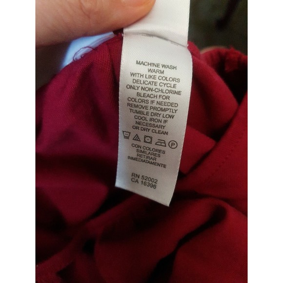 Liz Claiborne Woman Size 2X Red Blouse Keyhole Neck Pleated Long Sleeve Cotton - Picture 8 of 11